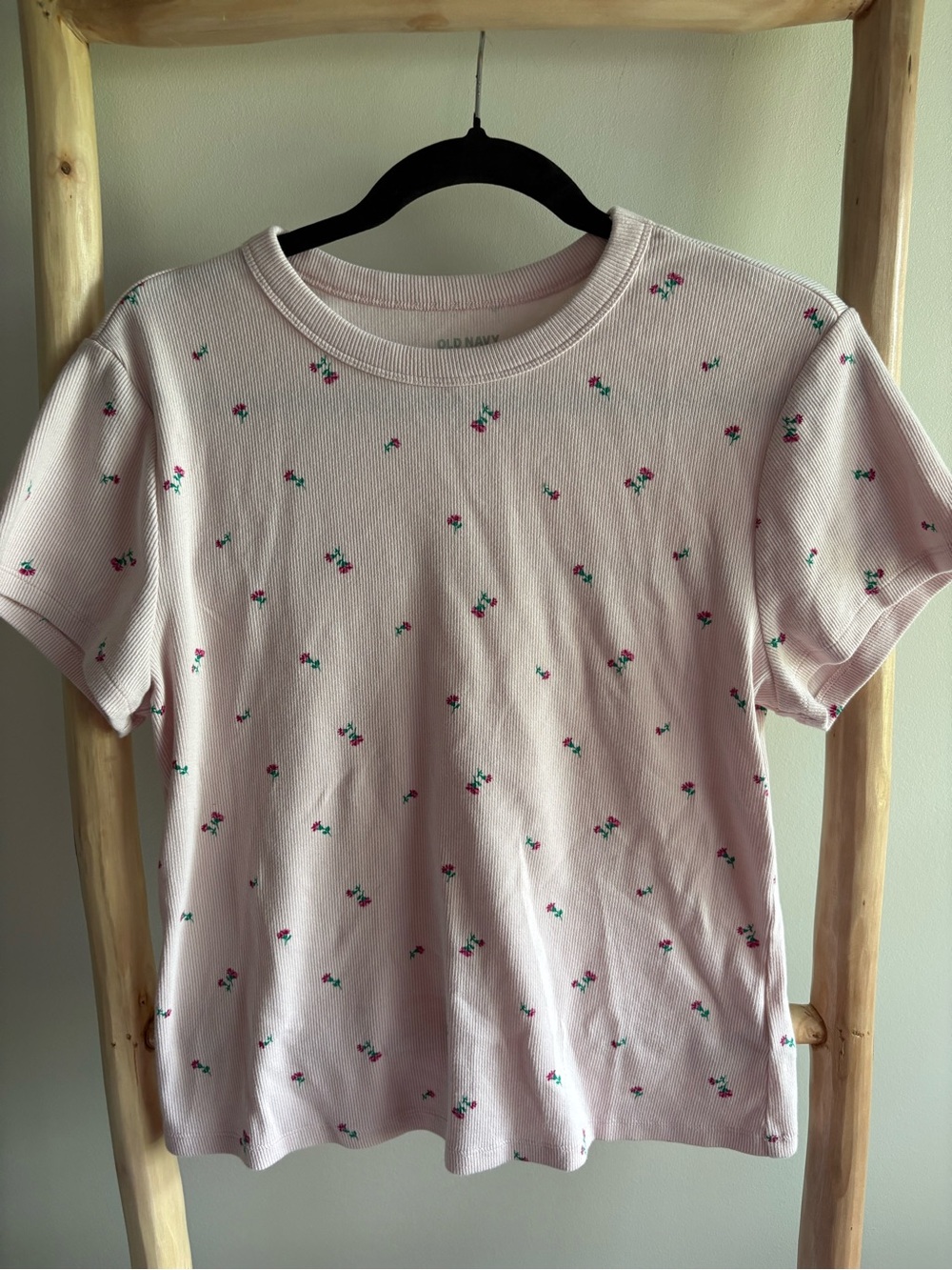 Old Navy Light Pink Tee with Tiny Flower Motif